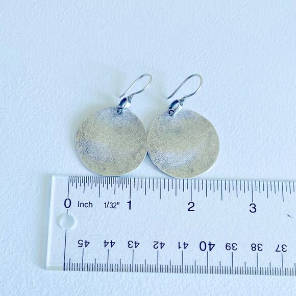 Silpada Hammered Disc Oxidized Sterling Silver Earrings French Wires - Picture 5 of 6